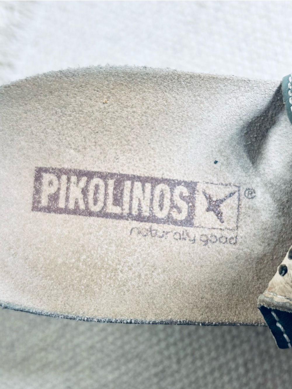 PIKOLINOS Benissa Green Leather Wedge Sandal with Tan Accent - Picture 9 of 11
